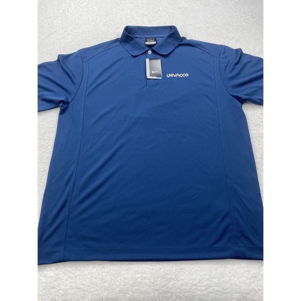 Nike Golf Dri-FIT Polo Shirt Mens XL Blue Short Sleeve 267020 UNIVACCO Logo NWT